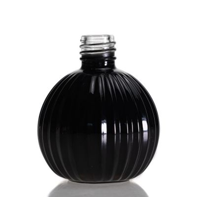 Solid black Pumpkin Style Glass Reed Diffuser Bottle with Gasbag Spray 50ml