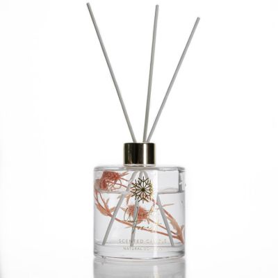 Fancy Hot Stamping Decal Clear Glass Aroma Bottle Empty Round 300ml Reed Diffuser Bottle