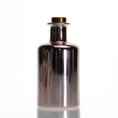 Wholesale Aroma Glass Bottle Crystal Golden 250ml Round Electroplate Diffuser Bottle