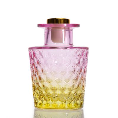 Fancy Aroma Bottle Empty Honeycomb Shape 100ml Embossed Diffuser Glass Bottles