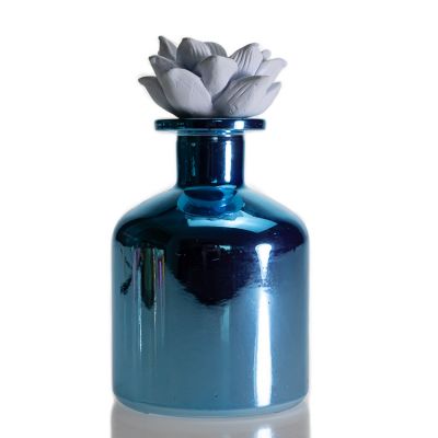 Colored Aroma Oil Pot-bellied Bottle Blue 250ml Electroplating Diffuser Glass Bottle