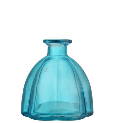 Wholesale high quality packaging unique shape blue color reed diffuser bottle