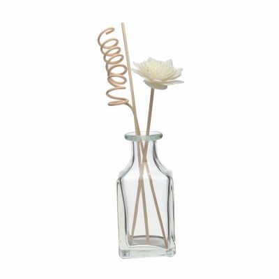 Luxury square shape clear glass 150 ml reed diffuser bottle with sticks