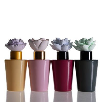 Wholesale Colored Inverted Cone Home Fragrance Bottle Oil 90ml Reed Diffuser Glass Bottle