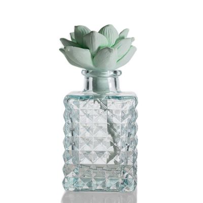 Wholesale 100ml Air Aroma Bottle Glass Square Diamond Reed Crystal Diffuser Bottle