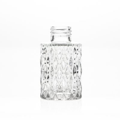 Decorative Fragrance Bottles 70ml Round Embossed Aroma Reed Diffuser Glass Bottles