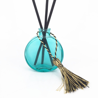 stock colored flat round reed diffuser glass bottle sale