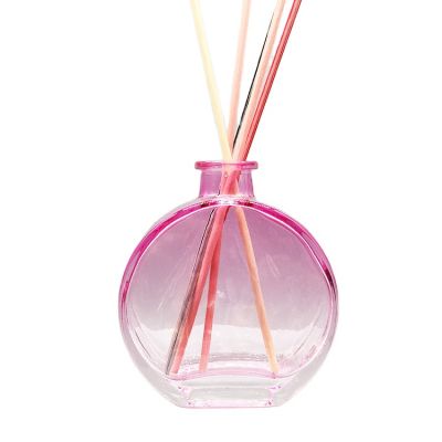 150ml gradient pink flat Round Home Fragrance reed Diffuser Bottle aroma diffuser bottle aromatherapy bottles with Cork