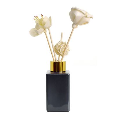 New Design Luxury square Reed Diffuser Glass Bottle black 90ml with Reed Diffuser Cap