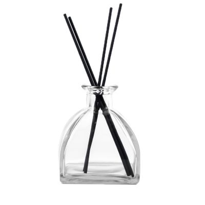 Hot sell 200ml flat square yurt shape glass reed diffuser fragrant bottle with cork and sticks