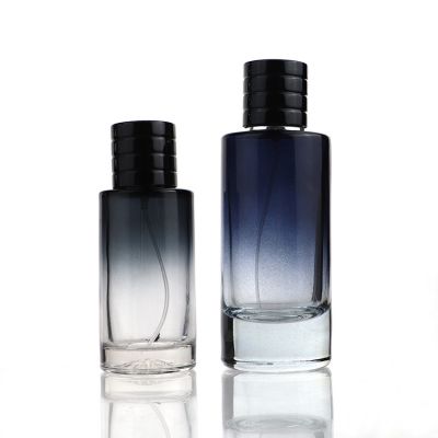 Custom 70ml Cylinder Black Deep Blue Gradient Spray Portable Perfume Refillable Bottle