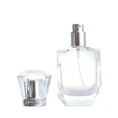 Wholesale 100ml Small Square Empty Transparent Spray Perfume Glass Bottle