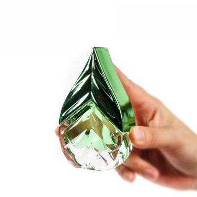 35ml creative leaf shaped high quality crystal glass high transparency spray perfume bottle