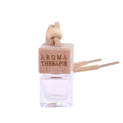 5ml 8ml 10ml perfume bottle wooden cap hanging frosted empty car diffuser bottle