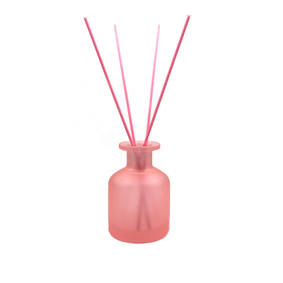 Decorative 150ml Frosted Pink Aroma Bottle Glass Round Reed Diffuser Bottles