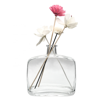 Decorative 330ml Aromatherapy Bottle Clear Reed Car Room Diffuser Glass Bottle with Cap