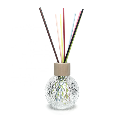 Custom Perfume Aromatherapy Oil Glass Bottle Ball Round 100ml 200ml Black Reed Diffuser Bottle