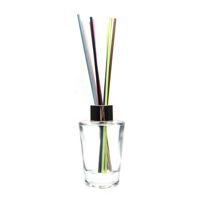 Wholesale Colored Inverted Cone Home Fragrance Bottle Oil 80ml Reed Diffuser Glass Bottle