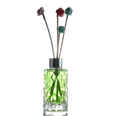 Luxury clear decorative car reed diffuser glass aroma bottles glass diffuser refill bottle with esay open end cap