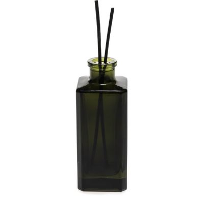 Wholesale Customize 130ml Olive Green Colored Square Aroma Reed Diffuser Oil Glass Bottle