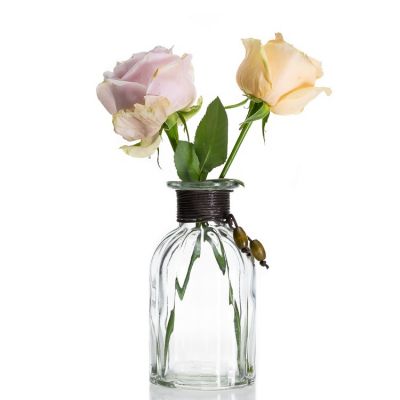 Wholesale Price Glass Fragrance Bottle 300ml Reed Diffuser Bottles With Artificial Flower
