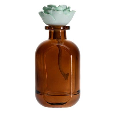 Manufacturer OEM Flat Custom Amber Diffuser Bottles 100ml With Gypsum Flower