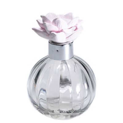 Factory Sale Cheap 180ml Embossed Ball Shape Reed Diffuser Bottles Clear Glass Aroma Bottle