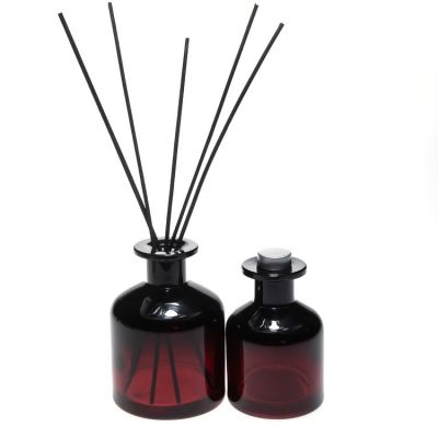 Extraordinary Process130ml Round Reed Diffuser Empty Bottles Red Colored Glass Bottle