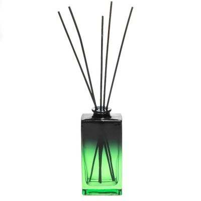 Factory Sale Tall Flat Square 150ml Empty Green Reed Diffuser Bottle Green With Cap
