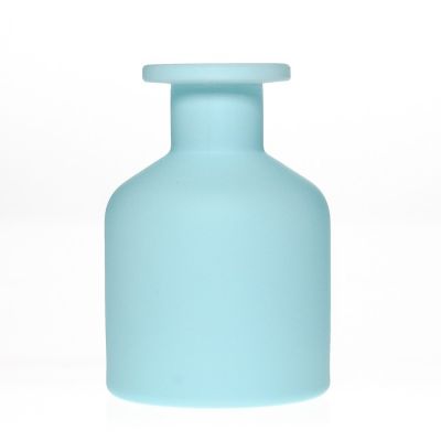 Customize 130ml Empty Matte Blue Round Shape Reed Diffuser Glass Bottle With Rattan Sticks
