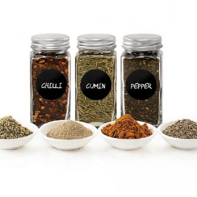 100ML 4OZ Magnetic Clear Glass Spice Jar set Packaging With label Plastic Lid For Spice Salt Pepper