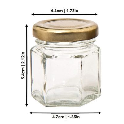 Mini Sample Jar 1.5OZ 2OZ Hexagonal Magnetic Glass Spice Jar Set with Screw Metal Lid