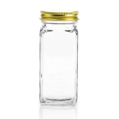 Wholesale 4OZ 120ML Empty Square Spice Canning Glass Jar with Metal Lid