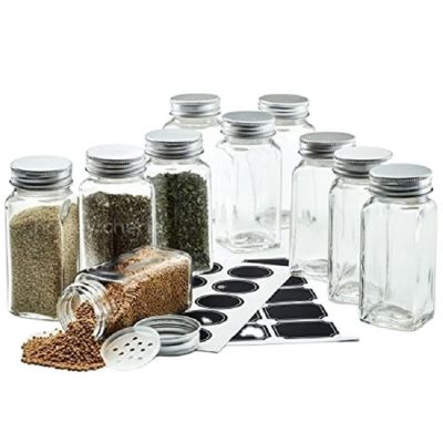 4OZ 120ML Herb Seasoning Storage Square Condiment Spice Glass Jar