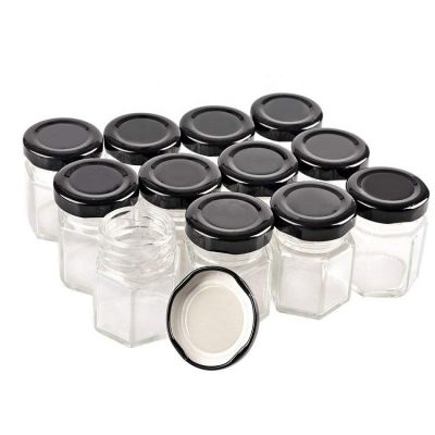 Mini Sample Jar 1.5OZ 2OZ Hexagonal Magnetic Glass Spice Jar Set Packaging with Lid