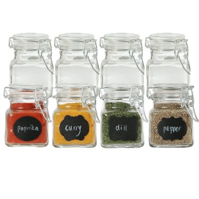 Square 4oz Herbs Condiments Packing Spice Seasoning Glass Jar with flip top caps