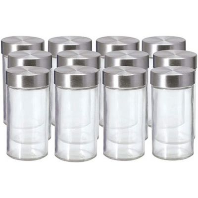 Empty Glass Spice Jars, Set of 12, 3 Ounce, Silver Cap