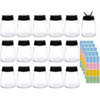 16 PCS Empty Glass Spice Jars with Shaker Pour Lid