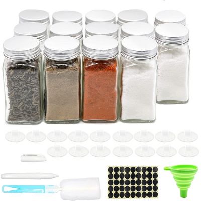 4oz Glass Spice Jars with Shaker Lids and Airtight Cap