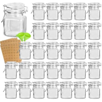 Spice Jars 3.5 oz Small Glass Jars with Leak Proof Rubber Gasket and Airtight Hinged Lid