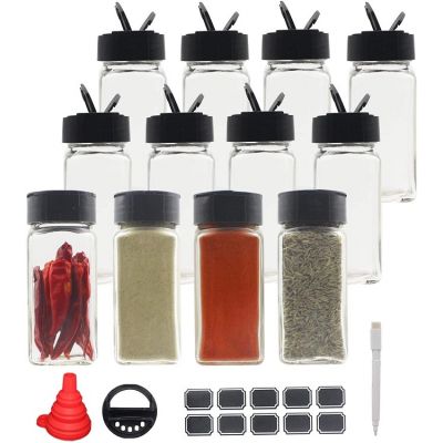 4oz Glass Spice Jars With Black Plastic Lids