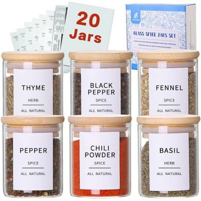 Glass Spice Jars with Bamboo Lids