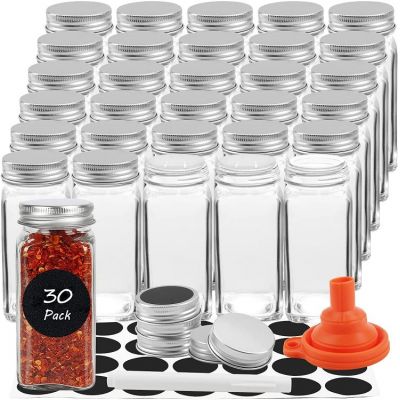 Spice Jars, 4oz Glass Seasoning Containers With Shaker Lids And Metal Caps