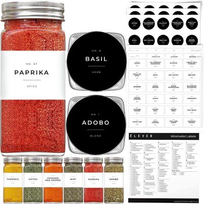 Spice Jars Labels, 240 Preprinted Waterproof Spice Labels, Pantry Labels for Jars, Spice Stickers for Spice Containers