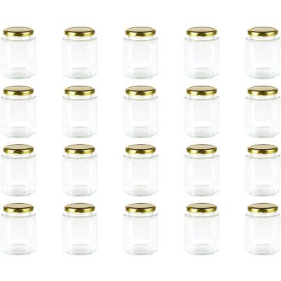 10 oz Hexagon Jars,Clear Glass Jars With Lids(Golden),Mason Jars For Honey,Foods,Jams,Liquid,Herb Jars Spice Jars Canning Jars For Storage