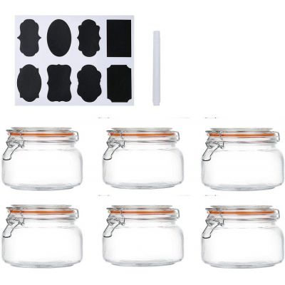 16 oz Glass Jars With Airtight Lids And Leak Proof Rubber Gasket,Wide Mouth Mason Jars With Hinged Lids For Kitchen,Glass Storage Containers
