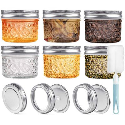 Glass Spice Jars Glass Mason Jars with Lids & Bands, Mason Canning Jars Top Food Storage Caps