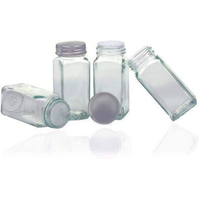 Spice Jars Square Glass Containers Seasoning Bottle Kitchen Outdoor Condiment Containers with Cover Lid