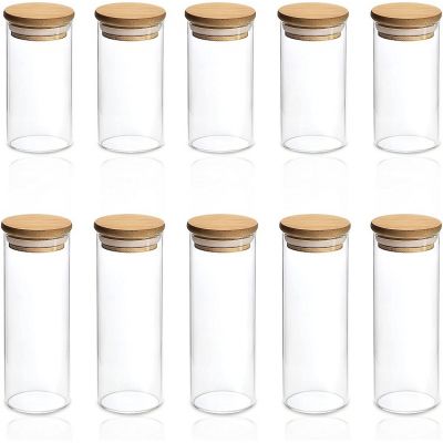 Spice Jars with Bamboo Lids, Glass Spice Jars with Bamboo Lids for Storage