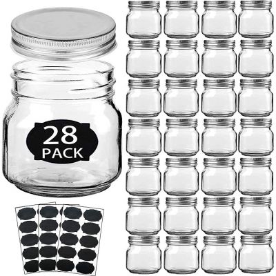 Mason Jars,Glass Jars With Lids 8 oz,Canning Jars For Pickles And Kitchen Storage,Regular Mouth Spice Jars With Silver Lids For Honey,Caviar,Herb,Jelly,Jams